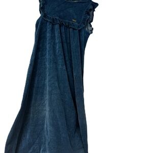Pastel girls sz 10 blue velour long dress fancy cozy warm comfy ruffle casual